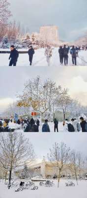 美女魔术师雪儿街头(雪中的滨医，“热闹”非凡)