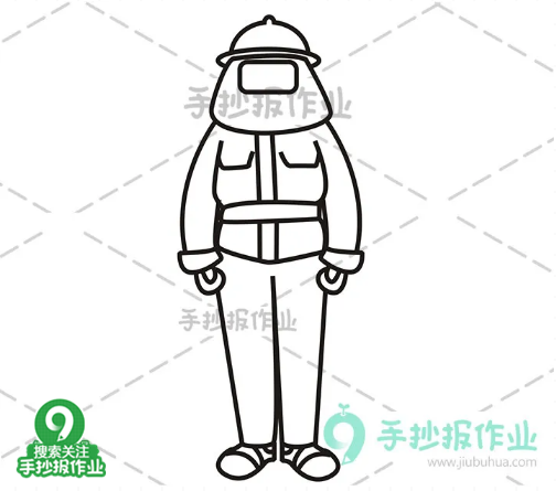 帅气的消防员与消防车简笔画,轻松几笔就学会!