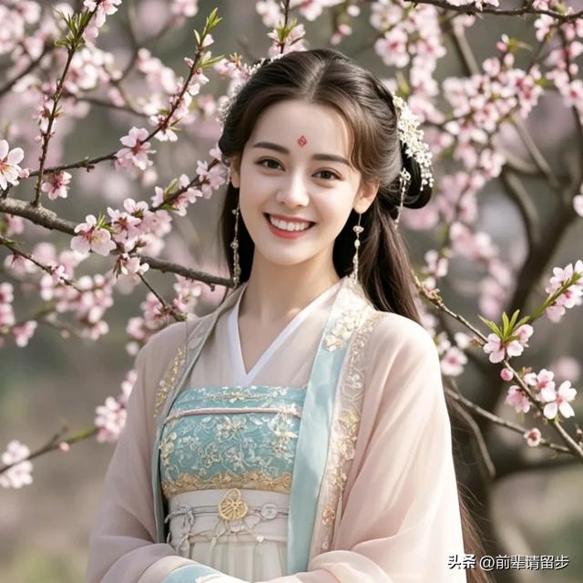 迪丽热巴:桃花映面佳人笑,美女如花花似娇