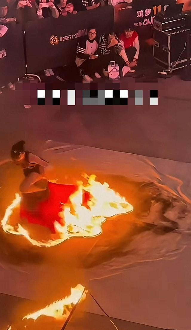 吓人!江西女舞者跳火裙舞着火,当场脱裙子!网友直呼好惊险!