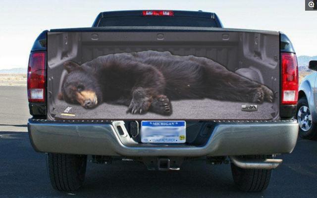 盘点在国外,皮卡的后车厢贴上了3D贴纸,栩栩如生,很逼真