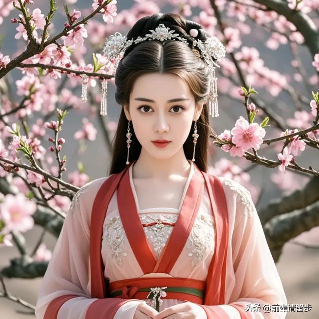 迪丽热巴:桃花映面佳人笑,美女如花花似娇