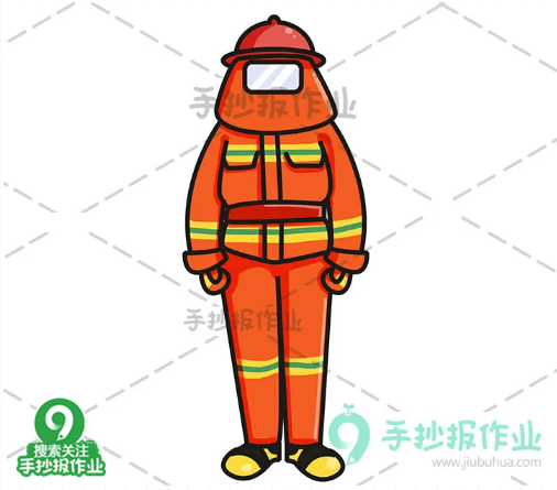 帅气的消防员与消防车简笔画,轻松几笔就学会!