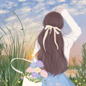 位置头像卡通美女(温柔的女生插画｜超好看的不露脸背影头像，每一张都想保存)