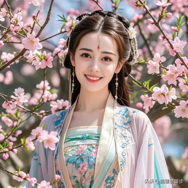 迪丽热巴:桃花映面佳人笑,美女如花花似娇