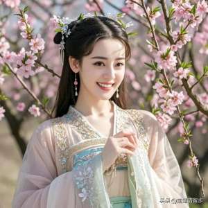 美女很高兴(迪丽热巴：桃花映面佳人笑，美女如花花似娇)