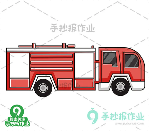 帅气的消防员与消防车简笔画,轻松几笔就学会!
