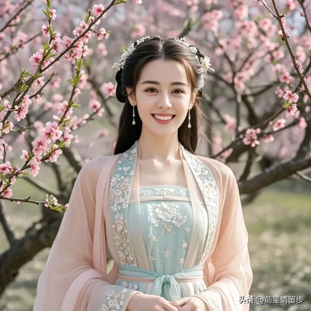 迪丽热巴:桃花映面佳人笑,美女如花花似娇