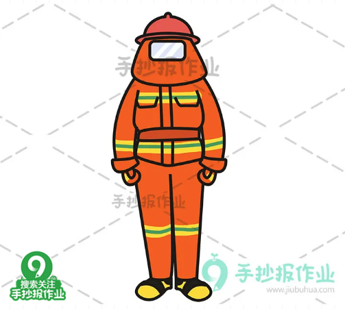 帅气的消防员与消防车简笔画,轻松几笔就学会!