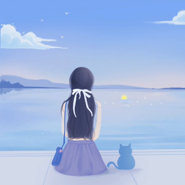 温柔的女生插画｜超好看的不露脸背影头像，每一张都想保存