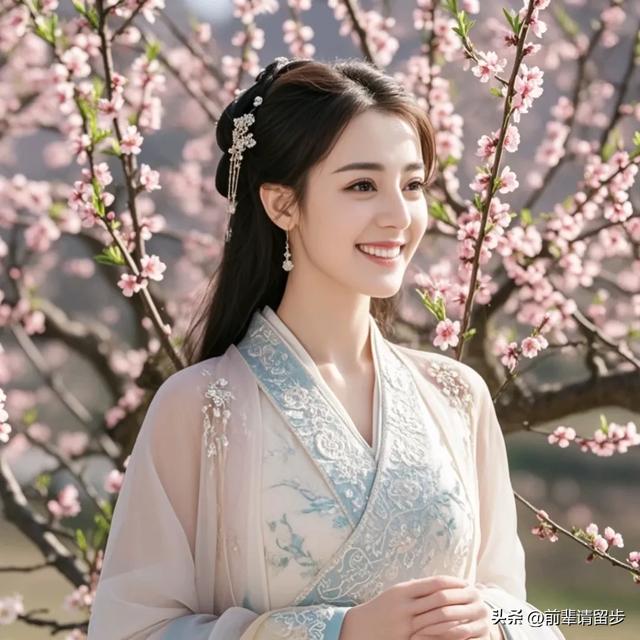 迪丽热巴:桃花映面佳人笑,美女如花花似娇