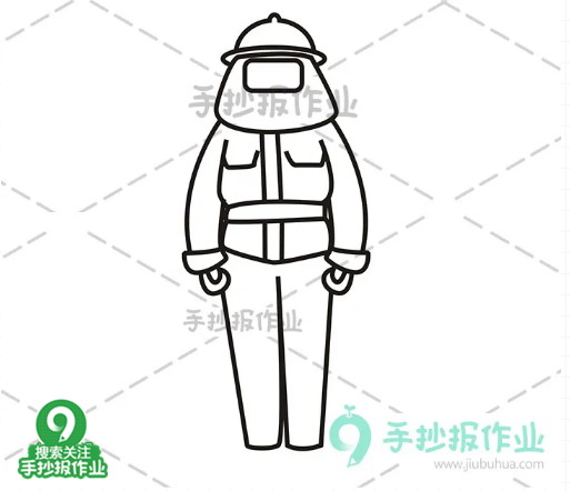 帅气的消防员与消防车简笔画,轻松几笔就学会!