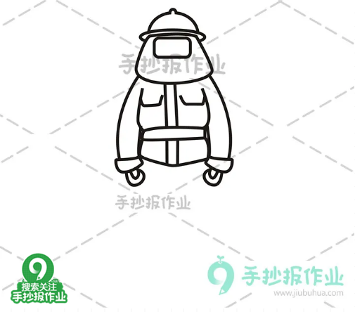 帅气的消防员与消防车简笔画,轻松几笔就学会!