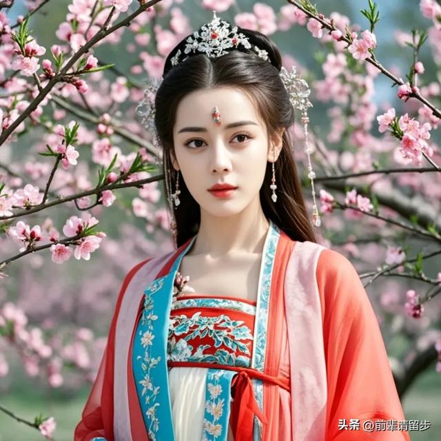 迪丽热巴:桃花映面佳人笑,美女如花花似娇