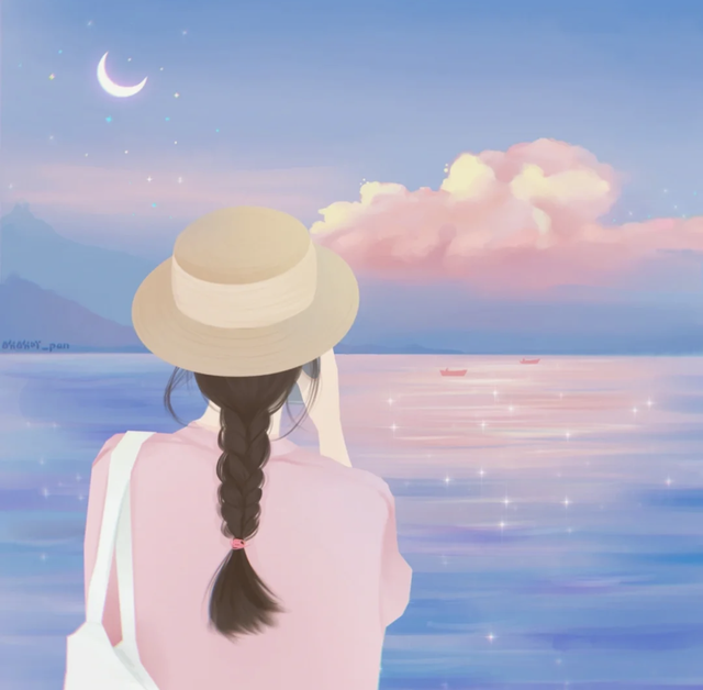 温柔的女生插画｜超好看的不露脸背影头像，每一张都想保存