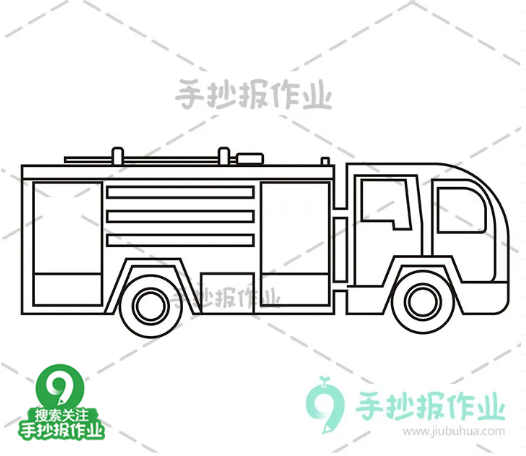帅气的消防员与消防车简笔画,轻松几笔就学会!