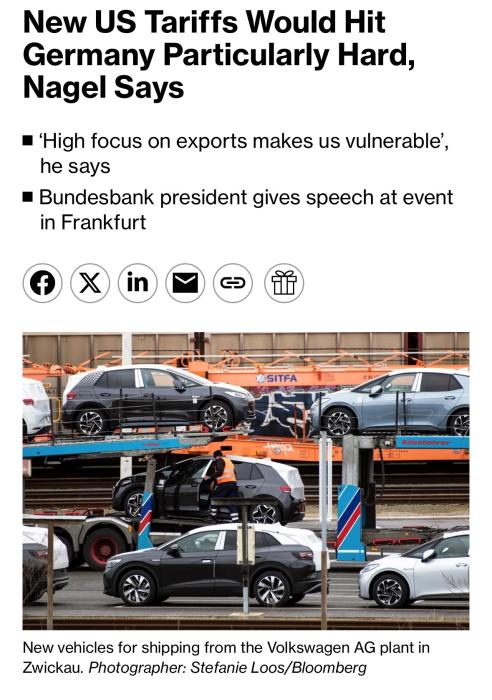 “没有赢家”！德央行行长称美关税政策将致德国经济恶化