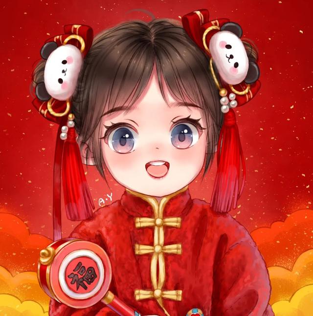 大大的眼睛，可爱又无辜的表情，简直可爱到爆（Q版插画）