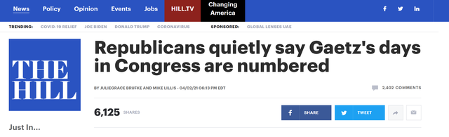 美议员涉嫌付费与17岁少女发生性关系被调查，美媒：他在国会山可能待不久了