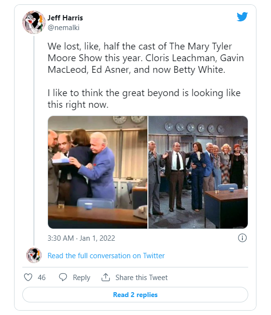 美国著名喜剧演员、《黄金女郎》演员贝蒂·怀特去世 享年99岁