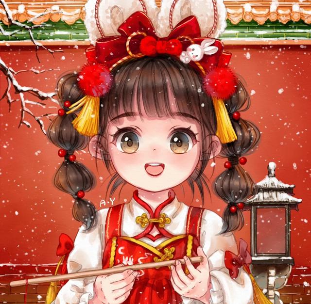 大大的眼睛，可爱又无辜的表情，简直可爱到爆（Q版插画）