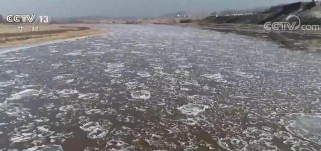 黄河宁夏段出现流凌景观 白色流凌密集“绽放”绵延51公里