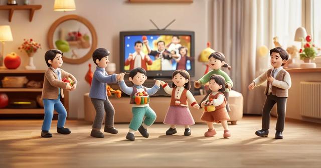 春节前夕全家欢，切葱擀皮挂灯忙