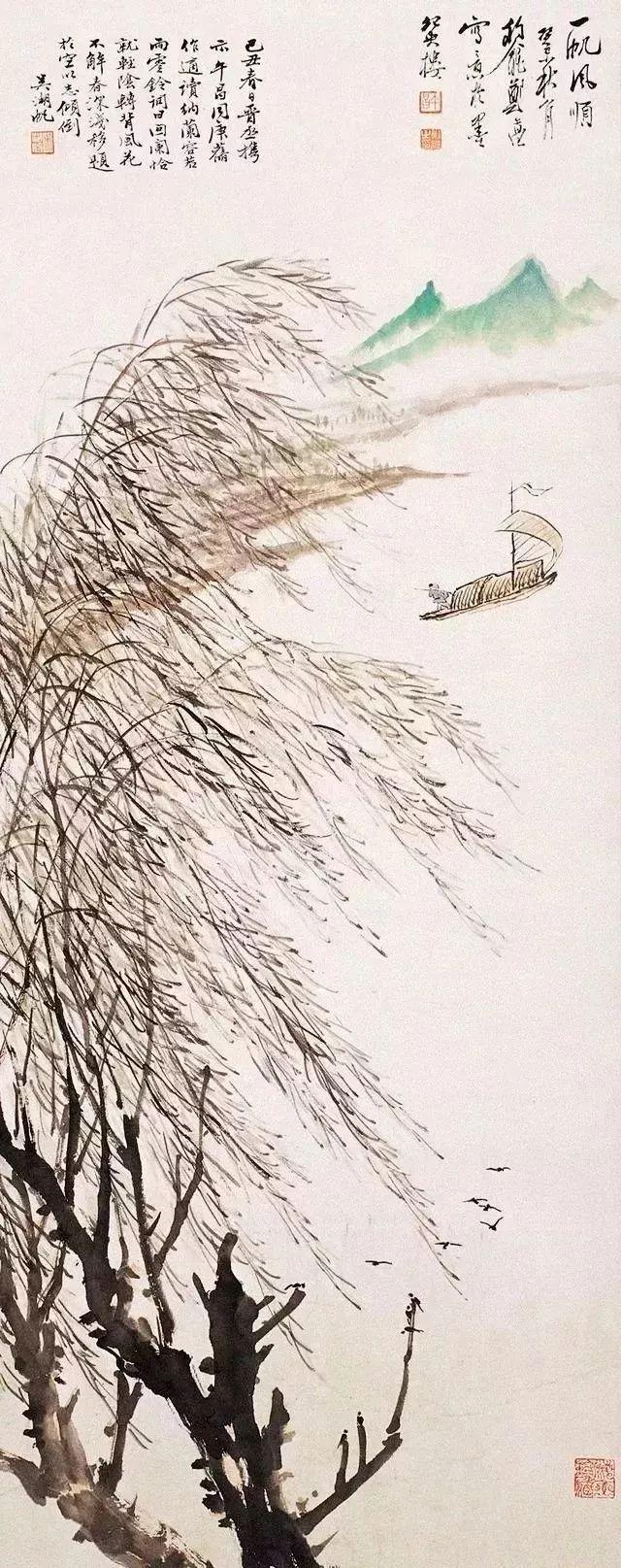 都说画树难画柳，他画的柳却是一大特色——