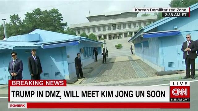 金正恩特朗普板门店握手，史无前例