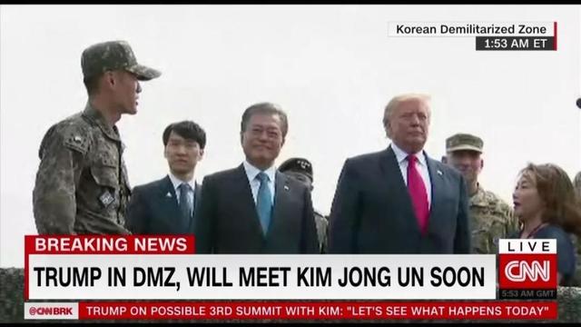 金正恩特朗普板门店握手，史无前例