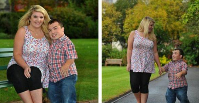 英国107cm的男子与170cm女友约会，看来身高真不是距离