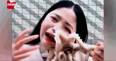 日本网民：中国女主播直播吃章鱼反遭触手吸脸，被吐槽“HENTAI”