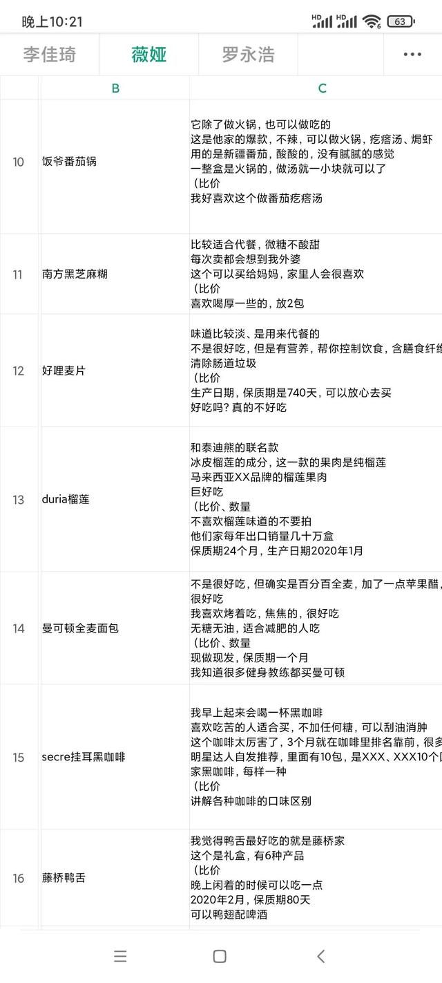 李佳琪、薇娅直播带货产品话术模板