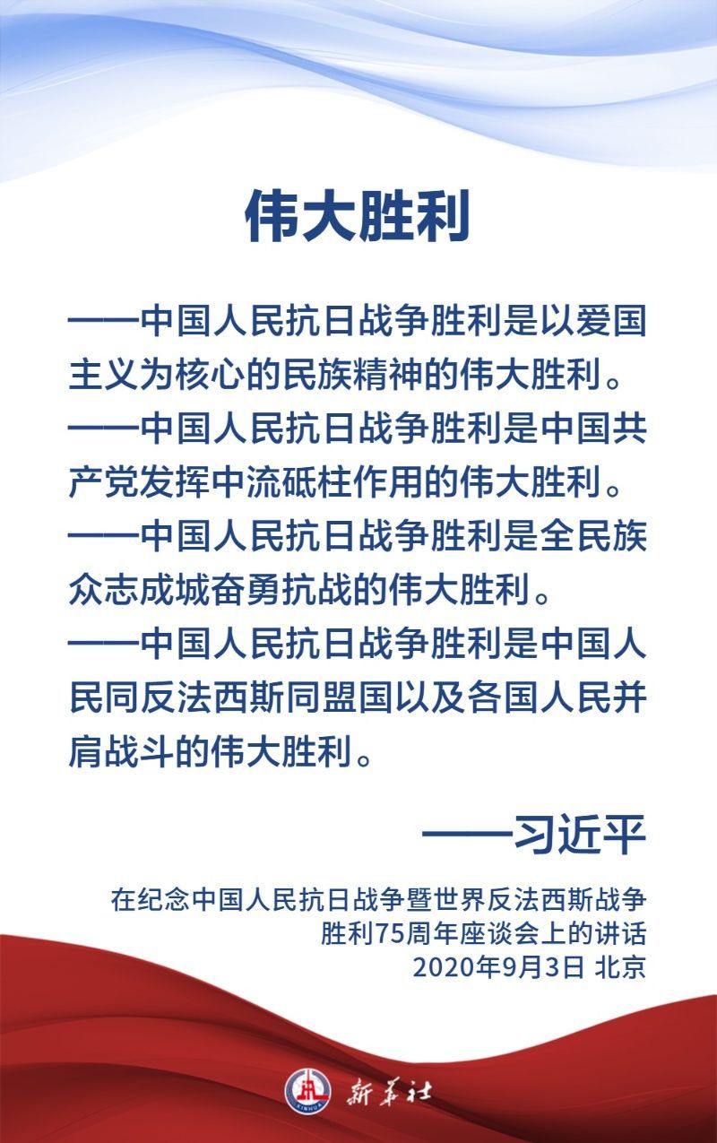 金句海报｜关于中国人民抗日战争和世界反法西斯战争，习近平主席这样说